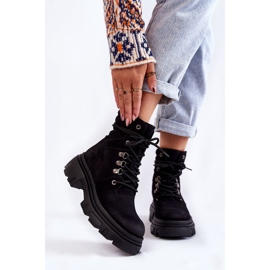 Warme Schnürstiefel aus Leder Schwarz Merisha 1