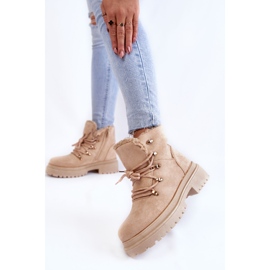 Wildlederstiefel für Damen Beige Bellita Trappers 2