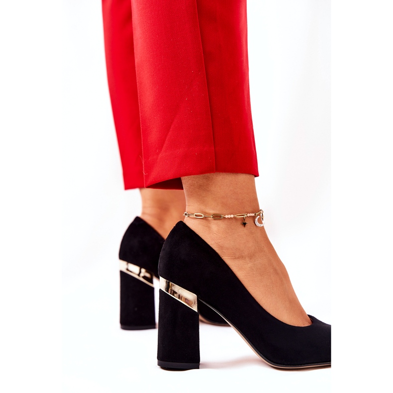 Frauen Wildleder Lewski Pumps 3117 Schwarz 4