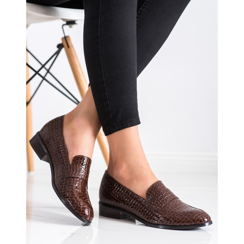 VINCEZA Loafer mit Schlangenmuster braun 1