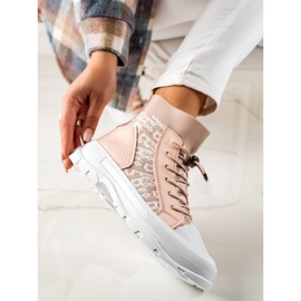 Goodin Modische hohe Sneakers weiß rosa 1