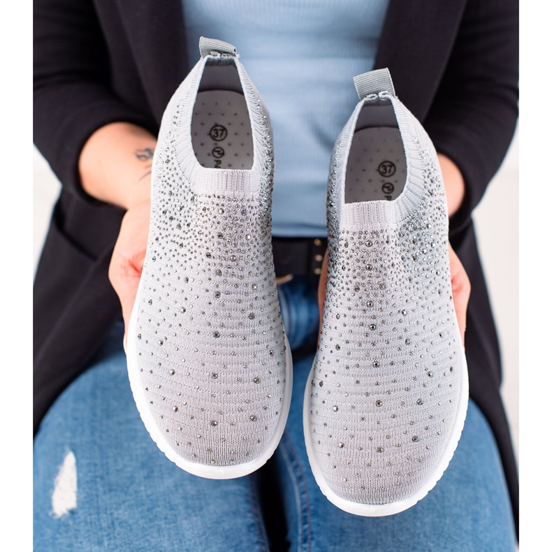 W. Potocki Turnschuhe mit Potocki-Kristallen grau 1