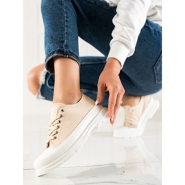 TRENDI Beige Turnschuhe auf der Plattform 1