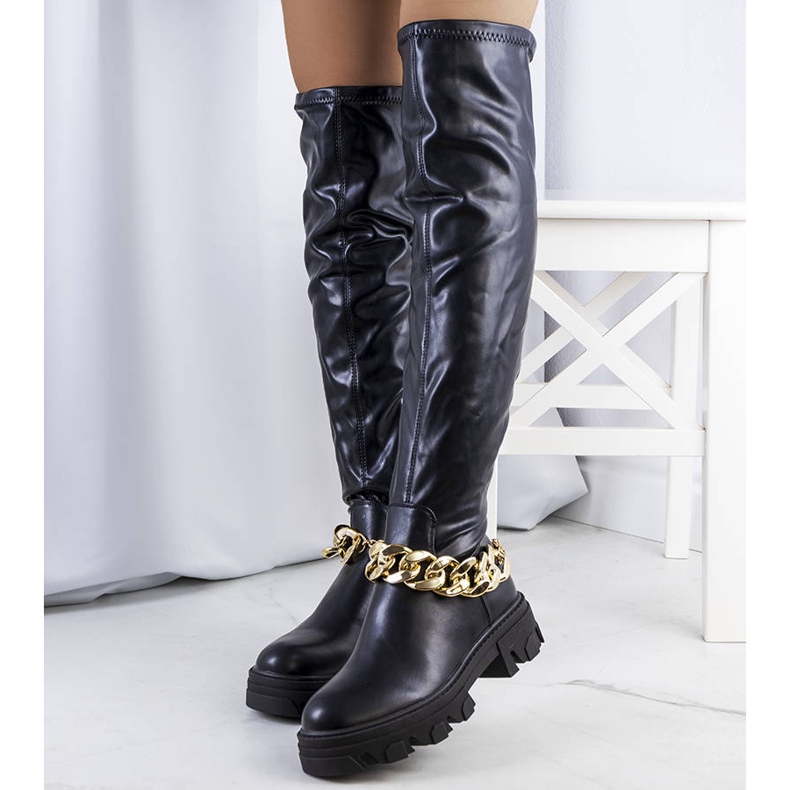 PA1 Schwarze Stiefel auf hoher Zarate-Sohle 1