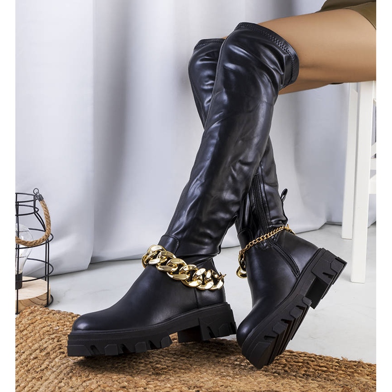 PA1 Schwarze Stiefel auf hoher Zarate-Sohle 2