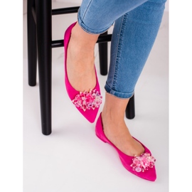 Ballerinas für Damen mit Shelovet-Kristallen rosa 2