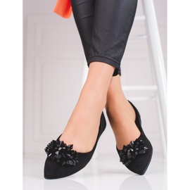 Ballerinas für Damen mit Shelovet-Kristallen schwarz 2