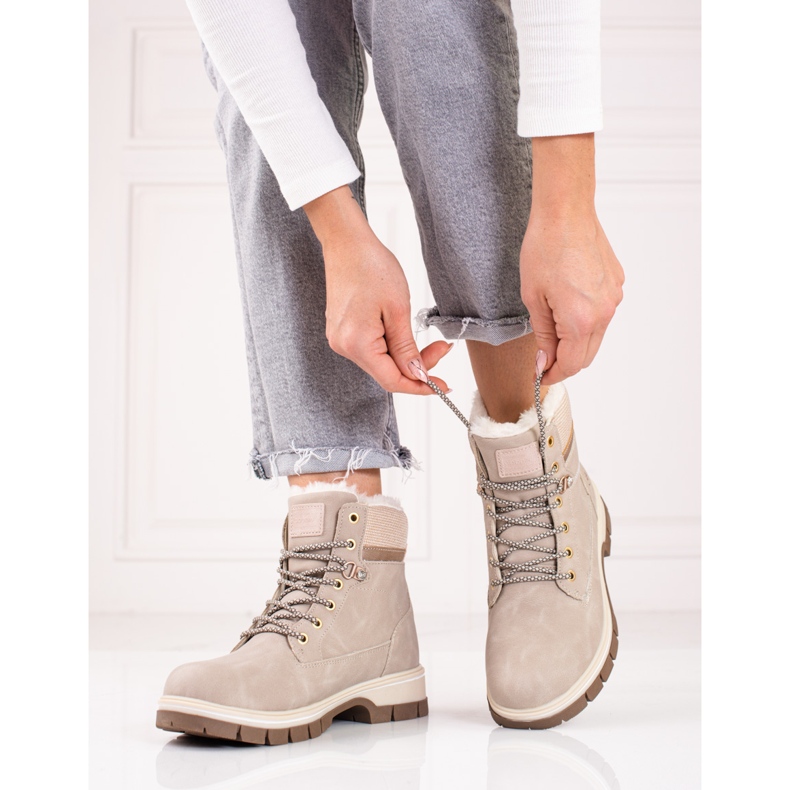 Trapper für Damen in Beige mit Shelovet-Pelz 1