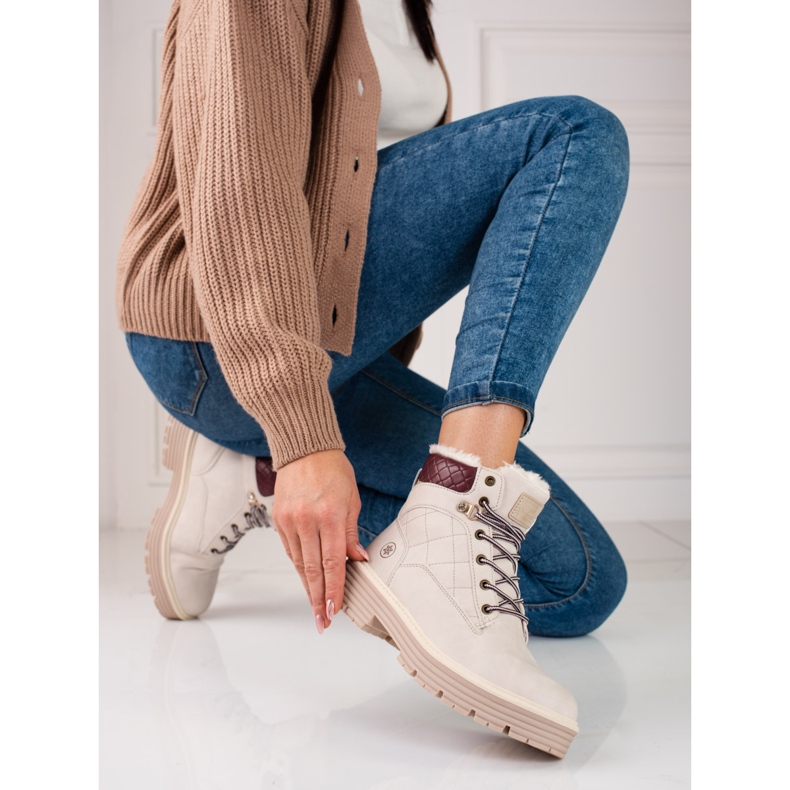 Mit Shelovet-Fell isolierte Trapper für Damen beige 2