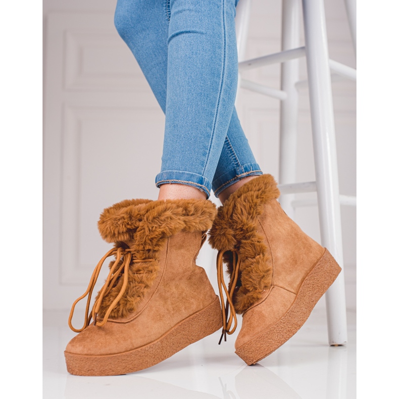 Schneestiefel für Damen auf der Shelovet-Plattform braun 2