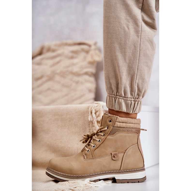 PE1 Warme Damenstiefel Trappers Dunkelbeige Liv 3