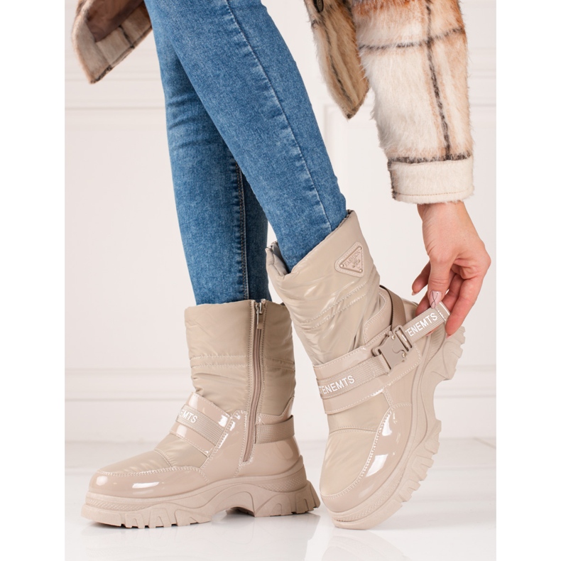 Shelovet-Schneestiefel für Damen mit Pelzisolierung beige 1
