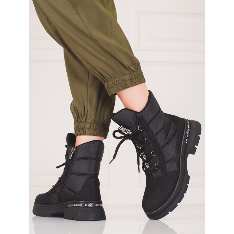 Shelovet-Schnürstiefel für Damen schwarz 2