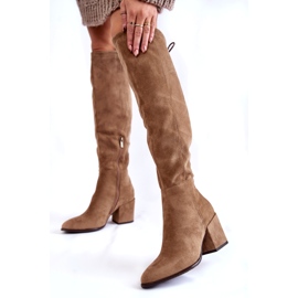 Vinceza Damenstiefel mit Absatz Wildleder Beige Corrig mehrfarbig 1
