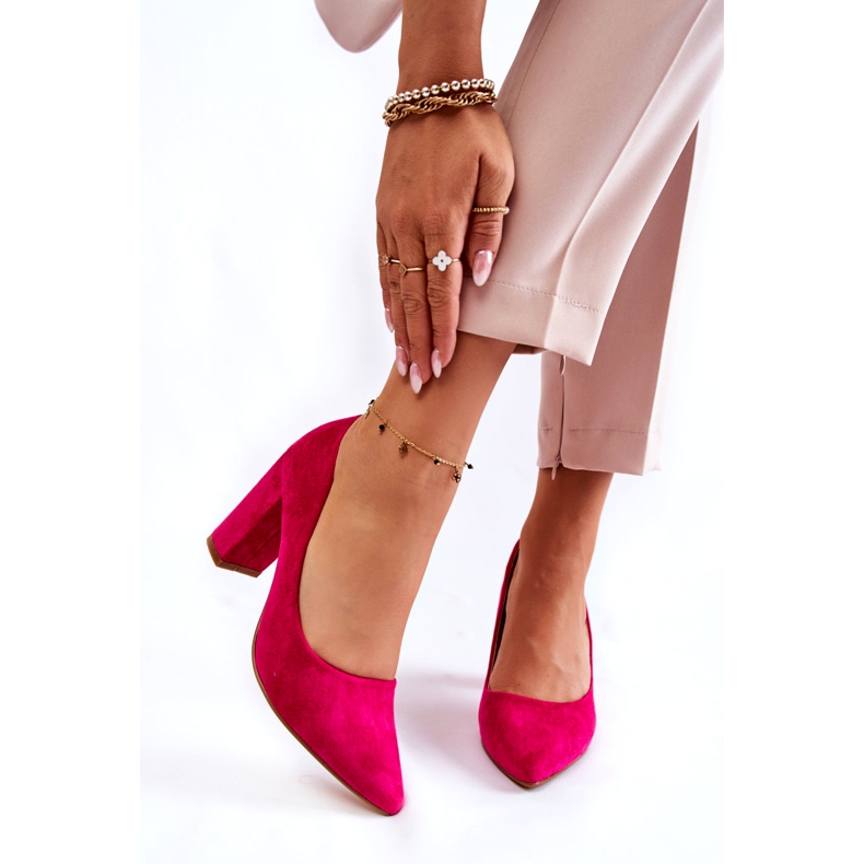 PS1 Klassische Wildlederpumps auf einer Bar Fuchsia Kendra rosa 4