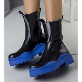 BM Schwarze Stiefel auf blauer Jadiel-Sohle 1