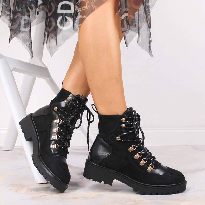 Schwarze eVento-Schnürschuhe für Damen 2