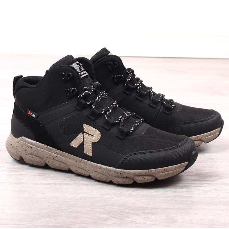 Rieker Revolution 07862-00 schwarze wasserdichte hohe Stiefel für Herren rot 1