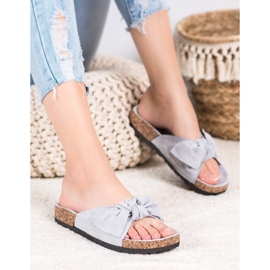 SHELOVET Wildlederpantoffeln auf der Plattform grau 2