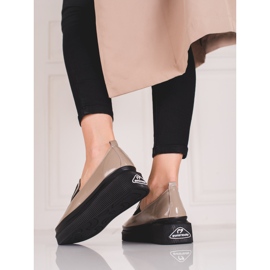 Shelovet Damenschuhe aus Leder beige 2