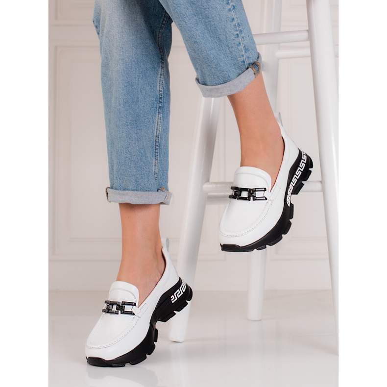 Weiße Damenschuhe aus Shelovet-Leder 1