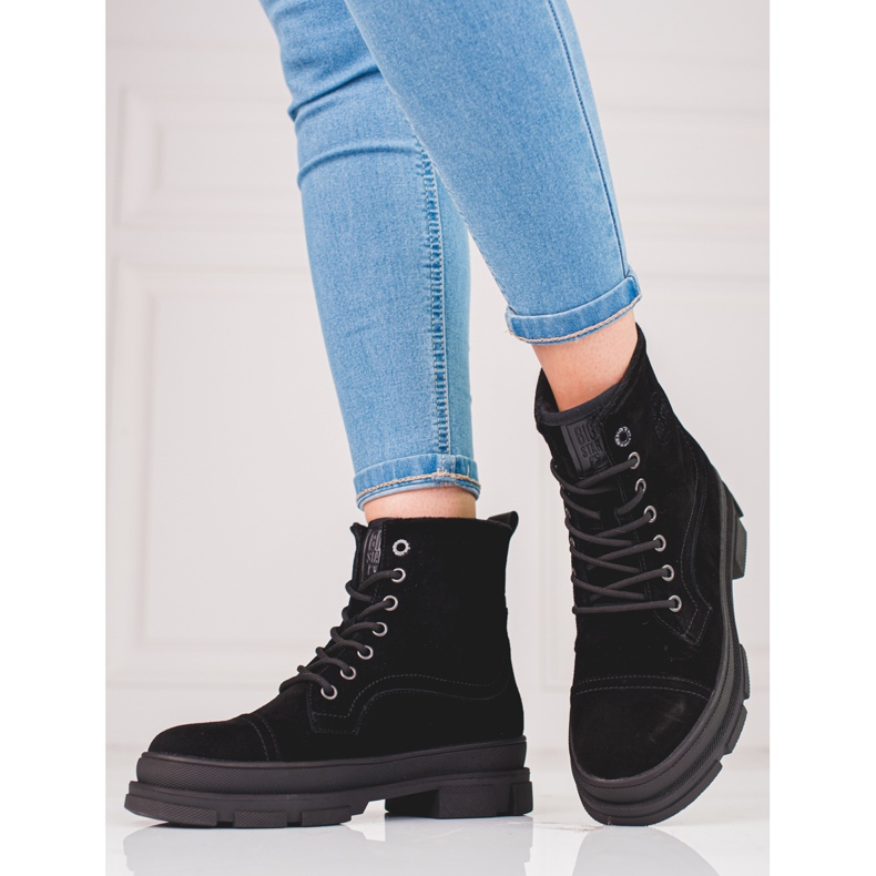 Damen Trapper Big Star KK274525 aus Naturleder schwarz 1