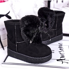 Schwarze Kinder-Schneestiefel mit Fell Wildleder Amelia 3
