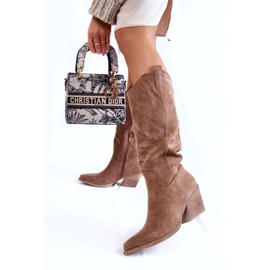 FB2 Cowboystiefel aus Wildleder für Damen Braun Alaina beige 3