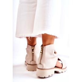 Damen-Ledersandalen mit Reißverschluss Nicole 2748 Beige 2