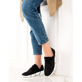 Evento Schwarze Lederschuhe mit Schnürung 2