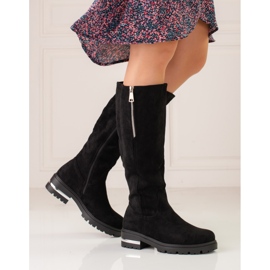 W. Potocki Potocki Wildlederstiefel für Damen schwarz 1