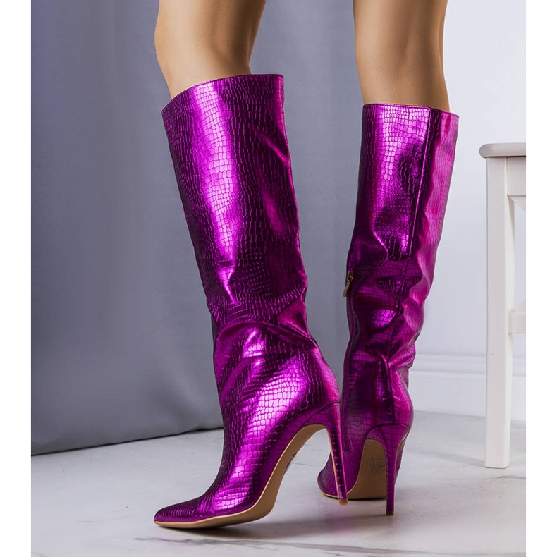 BM Pinkfarbene Metallic-Stiefel mit Dinami-Stiletto-Absatz rosa 1