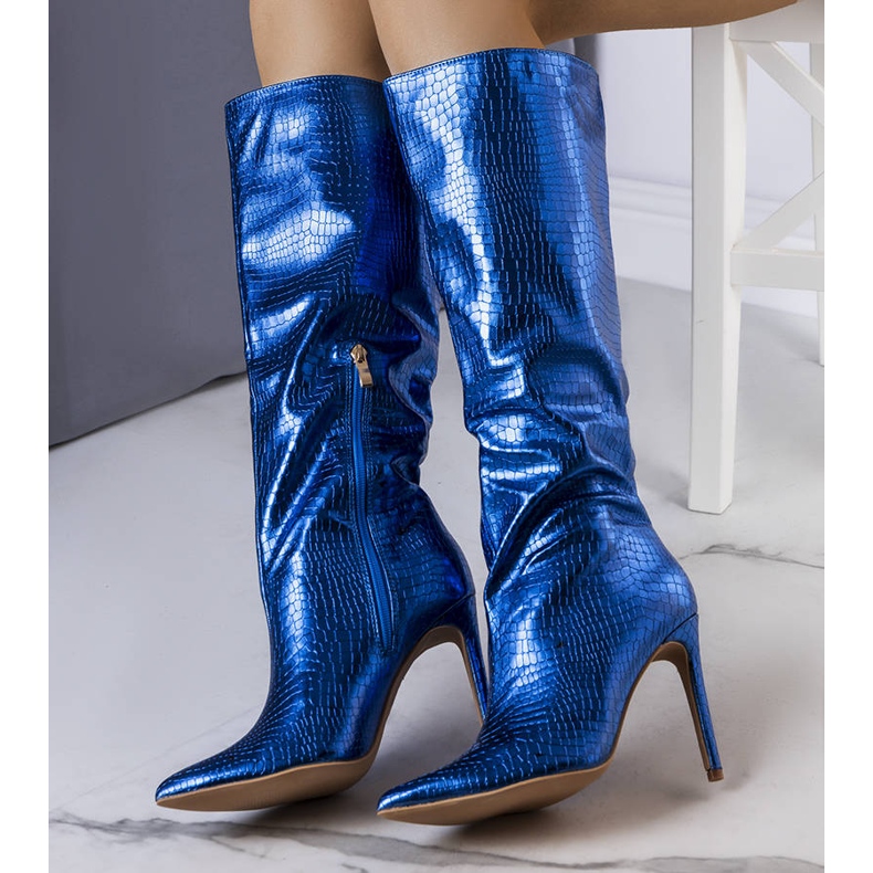 BM Blaue Metallic-Stiefel mit Dinami-Stiletto-Absatz 2