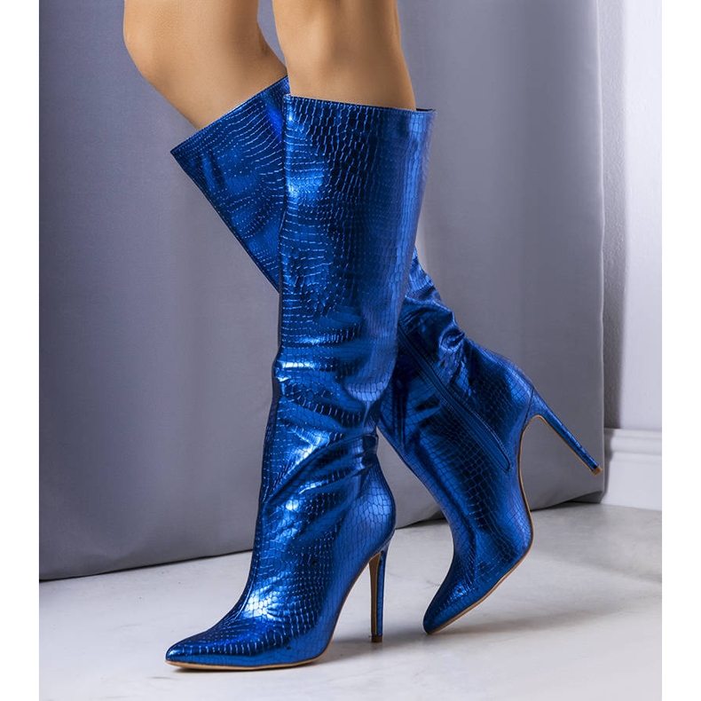 BM Blaue Metallic-Stiefel mit Dinami-Stiletto-Absatz 1