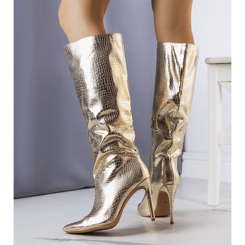 BM Gold High Heel Stiefel mit Dinami golden 1