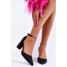 PS1 Glänzende Pumps auf High Heels mit Strasssteinen Schwarz Castor 1