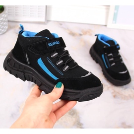 Wasserdichte hohe Trekkingschuhe für Kinder schwarz Befado 515X002 schwarz blau 1