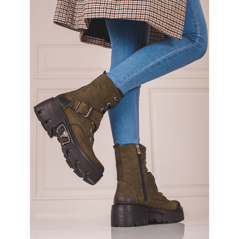 Shelovet-Lederarbeiterinnen für Frauen grün 1