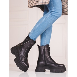 Damen-Ledertaschen mit dekorativem Shelovet-Reißverschluss schwarz 1