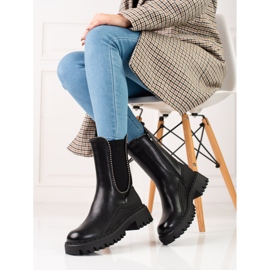 Hohe Chelsea Boots aus Kunstleder schwarz 1