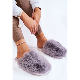 BM Graue Sheryl-Pelzhausschuhe für Damen 1