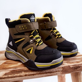 PE1 Trapper-Booties für Kinder, gewärmt mit Wolle Khaki Marco schwarz grün gelb 1