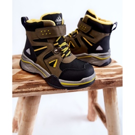 PE1 Trapper-Booties für Kinder, gewärmt mit Wolle Khaki Marco schwarz grün gelb 2