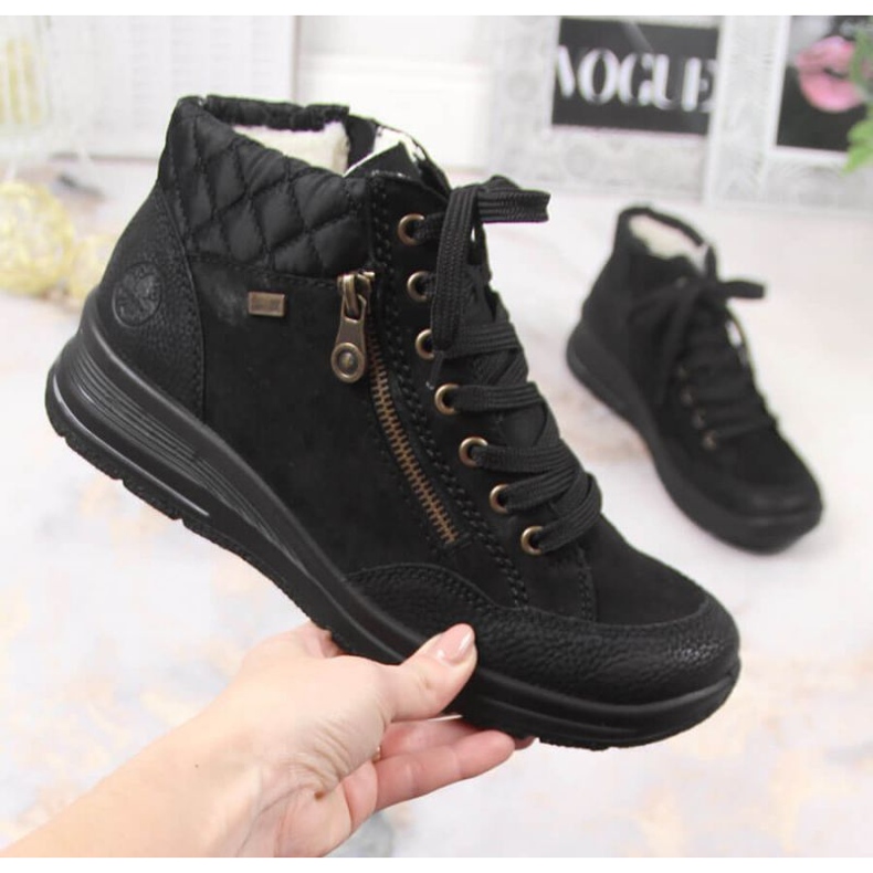 Rieker W RKR567 wasserdichte isolierte Lederstiefel schwarz 1