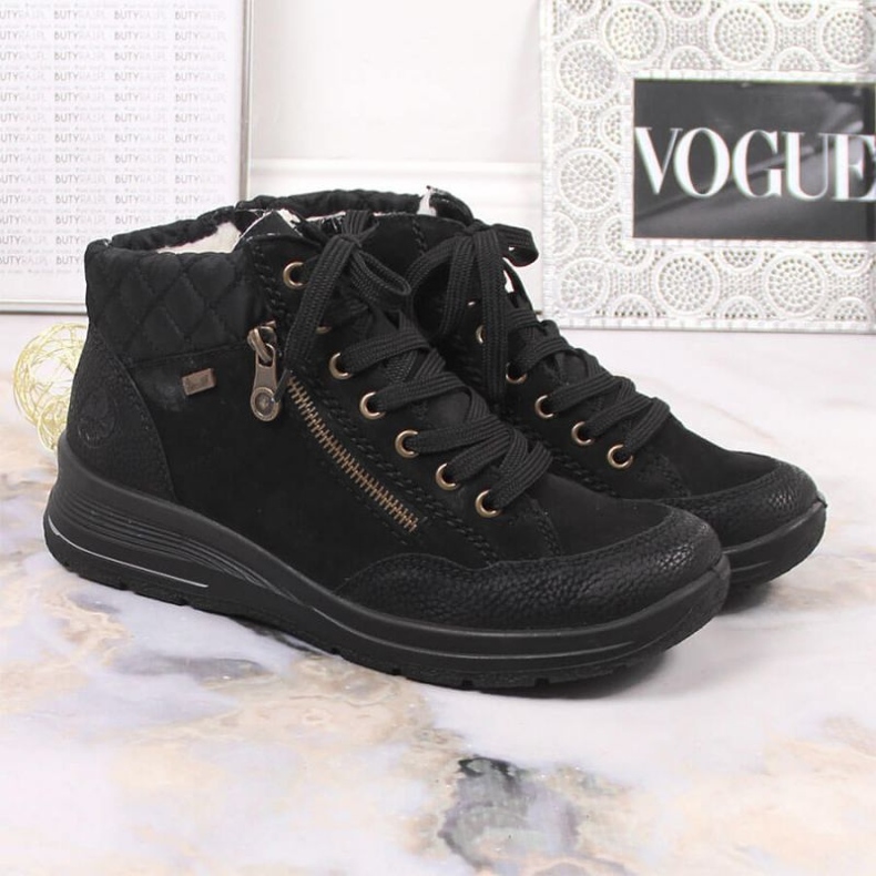 Rieker W RKR567 wasserdichte isolierte Lederstiefel schwarz 2