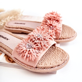 WJ1 Damenhausschuhe mit Stoffblumen Rosa Susana 1