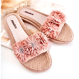 WJ1 Damenhausschuhe mit Stoffblumen Rosa Susana 2