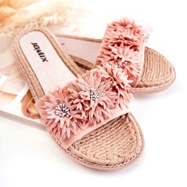 WJ1 Damenhausschuhe mit Stoffblumen Rosa Susana 3