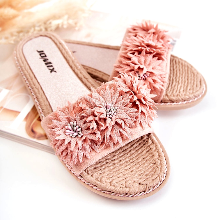 WJ1 Damenhausschuhe mit Stoffblumen Rosa Susana 3