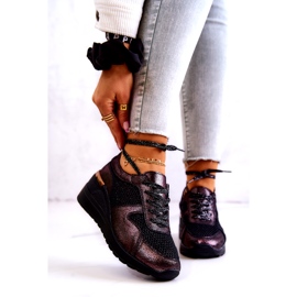 Sneakers aus Leder mit Keilabsatz und Mesh S.Barski Black schwarz 1